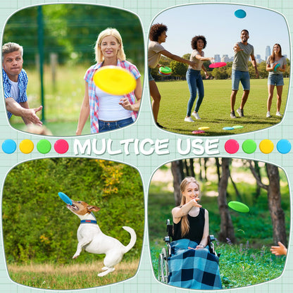 Hiboom Kids Flying Discs 3.4 Inch Mini Flying Disks Bulk Flyer Toy for Outdoor Pets Dog Yard Lawn Games Party Kindergarten Teaching Favors, 4 Colors (12 Pcs)