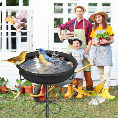 YOADEHOA Bird 37In Bath for Outside with Removable Bowl Metal Base, Freestanding Rust-Proof Birdbaths & Birdfeeder, Bird Baths Feeder Bowl for Outdoors Garden Patio Yard Lawn Decor (Black)