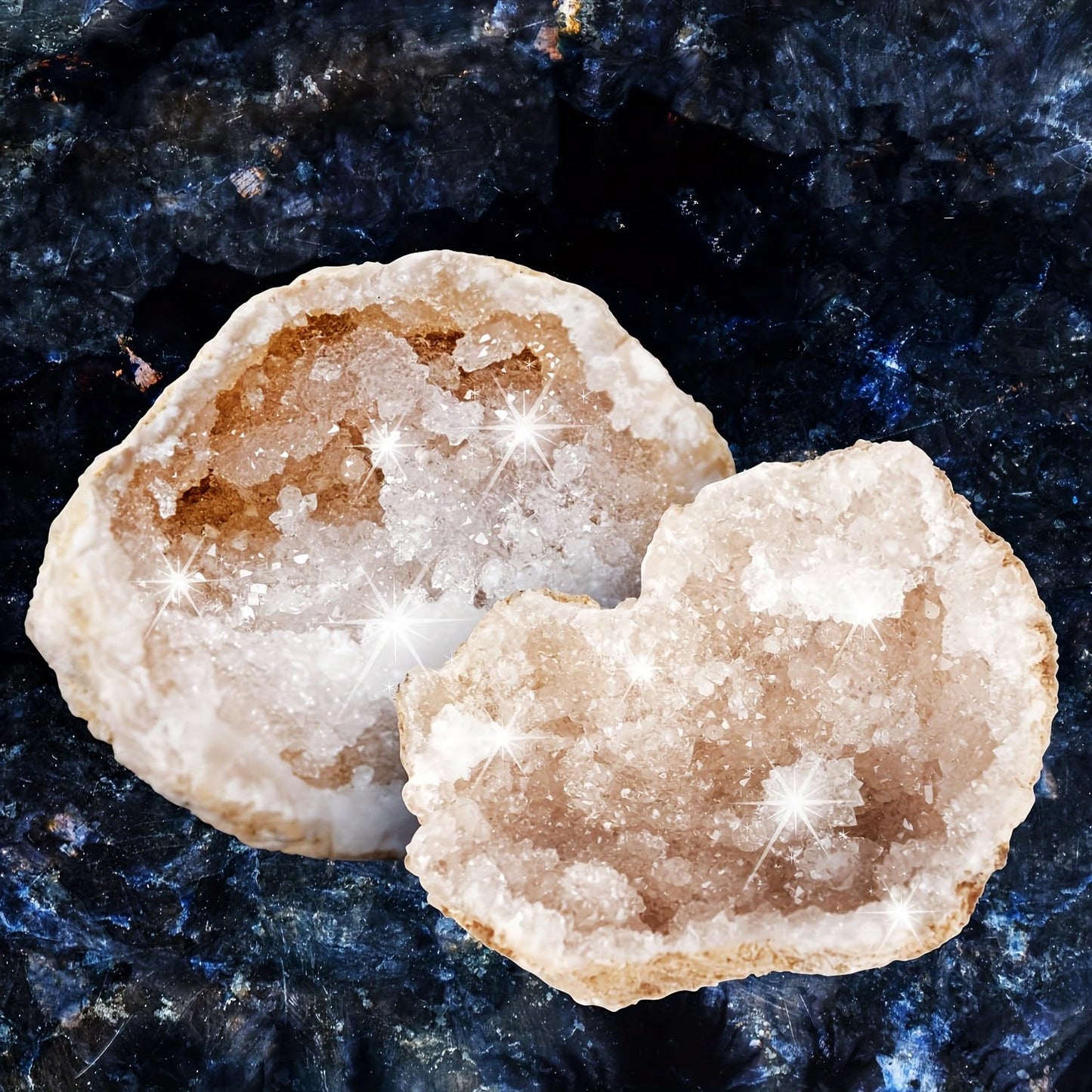 8pcs Natural Quartz Caves Knock Open in The Middle 1.2-2 inch White geode Set with Magnifying Glass and Display Stand Ideal for School Gifts and Prizes（Morocco White geode 8pcs Set）