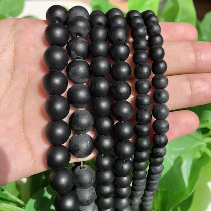 Yochus 60pcs Black Matte Onyx Agates Beads，6mm Healing Power Natural Stone Round Loose Beads for Jewelry Making Earring Necklace DIY Crafts