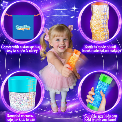 Subao 3 Pack Light Up Sensory Tubes Anxiety Relief Items,Fidget Toys for Kids & Adults,Sensory Toys for Kids with Autism Calm Down Corner Supplies,Preschool & Kindergarten Classroom Must Haves