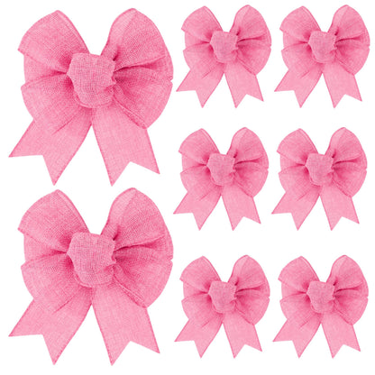 Meseey 8 Pcs 6 Inch Wired Pink Bows, Premade Decorative Bows for Easter Wreaths, Front Door Decor, Gift Wrapping, Tree Topper, Spring Party Decorations