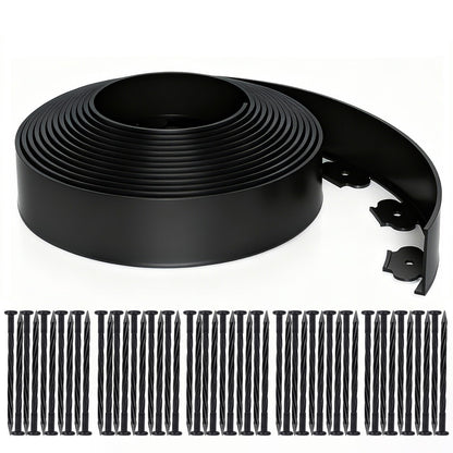 WISD Landscape Edging 2 in x 100 ft with 150 Anchor Stakes, No Dig Garden Edging Border Flexible Plastic Weather-Resistant Lawn Edging Weed Control (Black, 100FT)