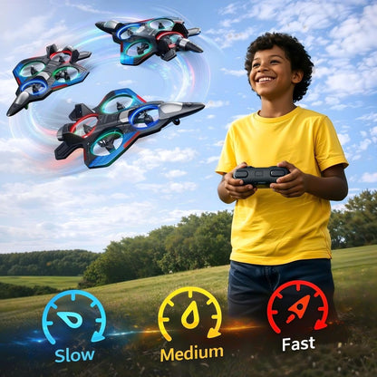 BEACONDESI RC F35 Fighter Drone for Kids, Remote Control Airplane with Altitude Hold, RC Jet Drone Toy with LED Lights, Easy to Fly RC Airplane for Beginners Boys Girls Green