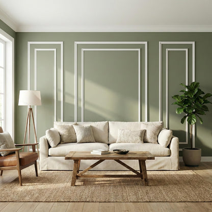 SMARTSTANDARD Wall Molding Panels, Pre Cut Wainscoting Panels for Interior Living Room Bedroom Decor, Paintable PS Wall Molding for Accent Wall, 3 Set Bilinear Frame, Adhesive Installation