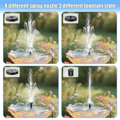Solar Water Fountain for Bird Bath with Seperate Solar Panel 2W,Solar Fountain Pump for Pond,Water Feature Solar Water Pump