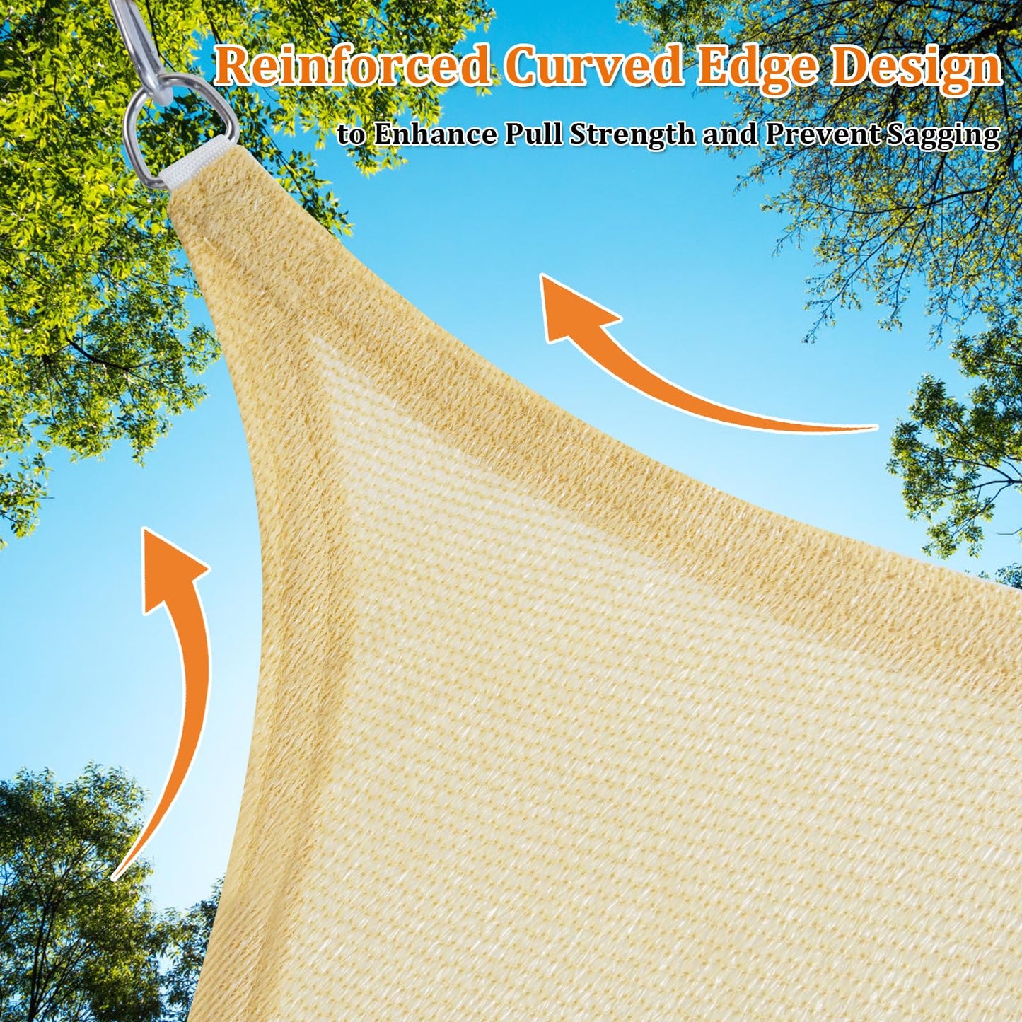 Shade&Beyond Triangle Sun Shade Sail 20'X20'X20' Permeable Canopy Sand for Patio Garden Yard Deck Pergola (We Make Custom Size)