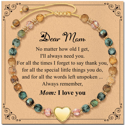 ZOKCC Mothers Day Bracelet Gifts for Mom: Healing Natural Stone Beads Bracelets Thinking of you Get Well Gift for Mother - Inspirational Birthday Christmas Gifts for Mom Mama
