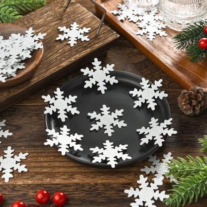 Skylety 100 Pcs Large Snowflake Confetti 1.97 Inch Glitter Christmas Confetti Double Sided Sprinkles Snowflake Party Table Decoration for Winter Christmas Holiday(Silver)