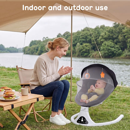 Electric Baby Swing for Infants to Toddler| Portable Infant Swing with Remote Control, Rocker with 5 Speeds, 3-Point Harness for Baby Boy Girl (Black)