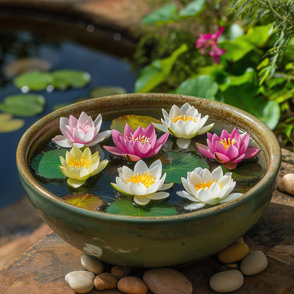 50 Mixed Bowl Lotus Seeds, Bonsai Lotus Seeds for Planting (Nelumbo), Aquatic Flowering Plant for Ponds, Water Gardens & Indoor Containers