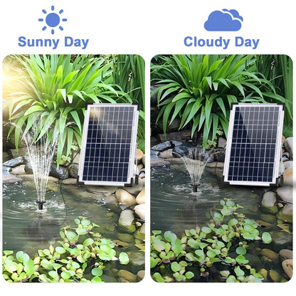 Solar Water Fountain Solar Powered Water Fountain 264GHP Solar Fountain Pump 12W 17V Solar Water Pump for Birdbath,Pond,Fish Tank,Waterfall,Garden Water Feature