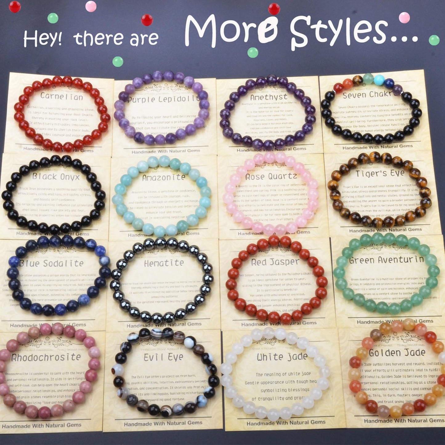 CHCCOYE 4mm Natural Healing Gemstone Bracelet Handmade Yoga Stretch Elastic Bracelet Stress Relief Crystal Jewelry for Men and Women (4mm Picasso)