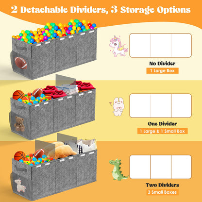 Beadsky Extra Large Toy Box, Toy Chest for Toddlers with Lids, Collapsible Toy Storage Organizer, Kids Bin Boxes Storage Basket for Boys, Girls, Nursery, Living Room, Playroom, 40"x14"x16", Gray