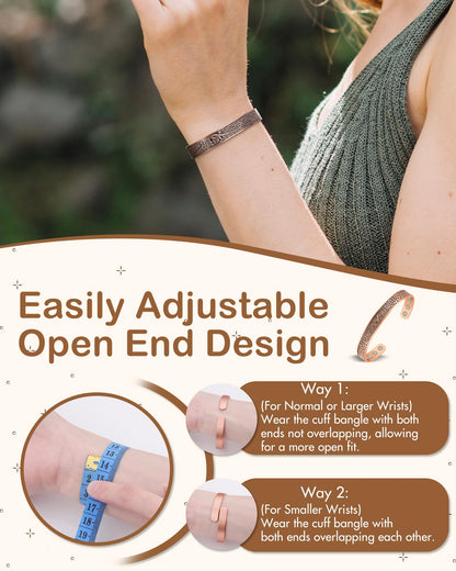 Feraco Copper Bracelet for Women, Ultra Strength Magnetic Bracelets, 99.99% Pure Copper Cuff Bangle with 3500 Gauss Neodymium Magnets, Tree of Life