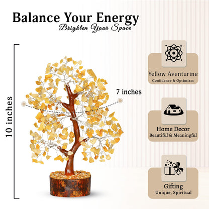 YATSKIA Yellow Aventurine Crystal Tree of Life - Gemstone Tree Home Decor - Feng Shui Crystals - Positive Energy Gifts - Reiki Gifts