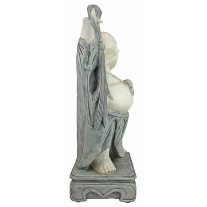 Design Toscano Jolly Hotei Laughing Man Asian Decor Indoor/Outdoor Garden Statue, 26 inches tall, Cast Stone Resin, Two Tone Stone Finish
