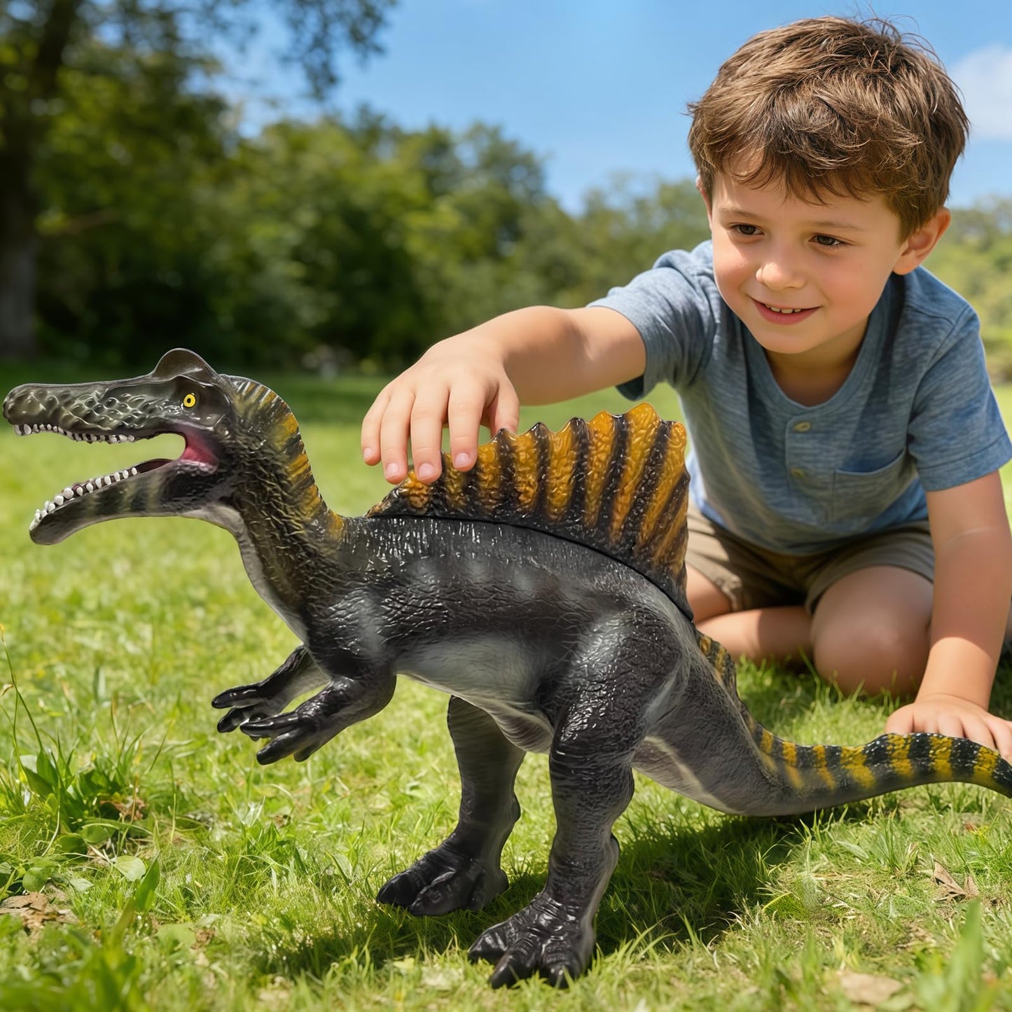 YONGJULE Large Dinosaur Toys- 27.5" Spinosaurus Soft Dinosaur Toys for Kids 3-5, Big Inflatable Dino for Boys Girls, Toddler Party Favors Birthday Gifts