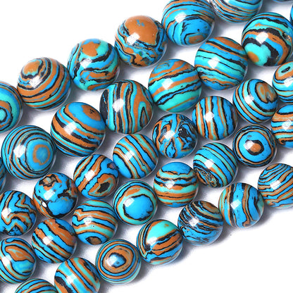 8MM Blue Malachite Beads Natural Stone Energy Healing Beads Round Loose Beads for Jewelry Making Bracelet 90pcs 2 Strands 32"