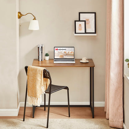 WOHOMO Folding Desk for Small Spaces, 31.5 Inch Foldable Computer Desks, Small Desk for Home Office, Study, Bedroom, Space Saving Writing Work Computer Table, Easy to Fold, Rustic Walnut