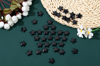 QINJIEJIE 20 PCS Black Obsidian Crystal Star Healing Stones Mini Crystals Cute Polished Pocket Stone Thumb Star Gemstones Set Bulk Wholesale Reiki Energy Balancing Halloween Witchcrafts Decor