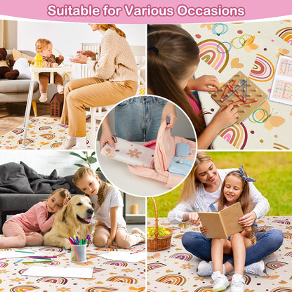 Basumee Splat Mat High Chair Mat Waterproof Baby Play Splat Mat for Under High Chair Food Catcher Highchair Mat for Floor Non Slip Bottom, Brown Rainbow, 46x42 Inches