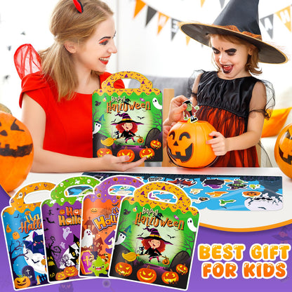 4 Sets Halloween Reusable Sticker Books for Toddlers 1-3, Arts Crafts for Toddler 3-5, Activity Books for Kids 2-4, Toddler Toys Holiday Gifts Travel Toys Boo Basket Stuffers for Girls Boys