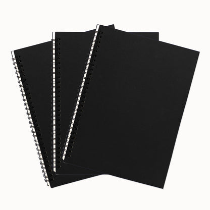 DSTELIN 10 inch x 7.5 inch, 100GSM, Blank Spiral Notebook, 3-Pack, Soft Cover, Sketch book, 120 Pages / 60 Sheets, (Black)