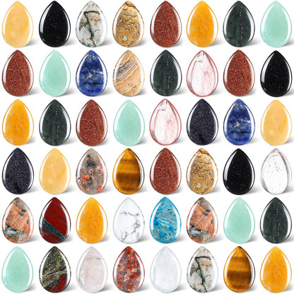 Nuenen 50 Pcs Worry Stones for Anxiety Teardrop Crystal Bulk Waterdrop Gemstone Thumb Healing Stress Pocket Stone Teardrop Pendants Bulk for Valentines Gift Meditation(Fresh,0.94 x 0.63 x 0.24 Inch)