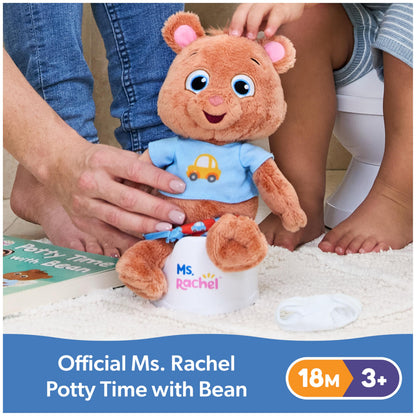 Ms. Rachel Potty Time with Bean, 11” Plush Teddy Bear with Play Toilet & Accessories, Toddler Toys for Girls & Boys for Ages 18 Months to 3+