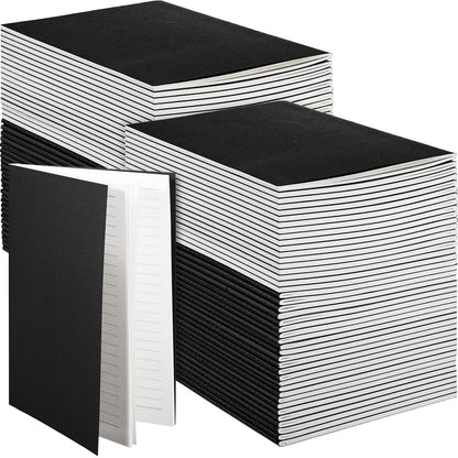 Mimorou 100 Pcs Journals Notebooks Bulk - Kraft Softcover A5 Small Notebooks 5.5 Inch x 8.3 Inch Notepads with 60 Page 30 Sheet for Writing Sketch Travel Office Supplies(Black,Lined)