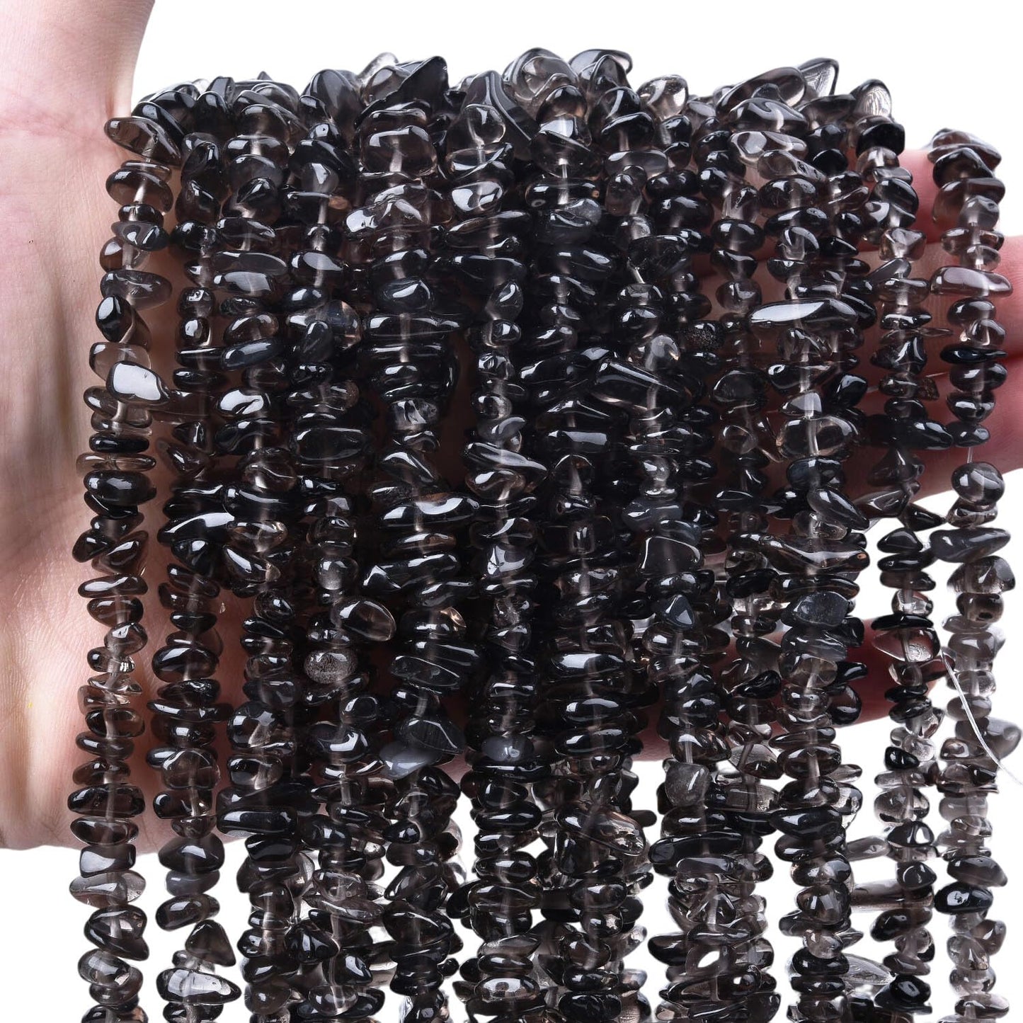 Natural Chip Stone Beads 450pcs Smoky Quartz Chips 5-8mm Genuine Real Irregular Healing Crystal Rocks Hole Drilled DIY Loose Gemstone Beads for Jewelry Making Bracelet Earrings Necklace Crafting