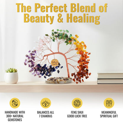 ANAYA AGATE 7 Chakra Crystal Tree of Life – Handmade Healing Gemstone Bonsai Trees for Home & Office Décor – Feng Shui Money Tree for Positive Energy, Good Luck & Spiritual for Women