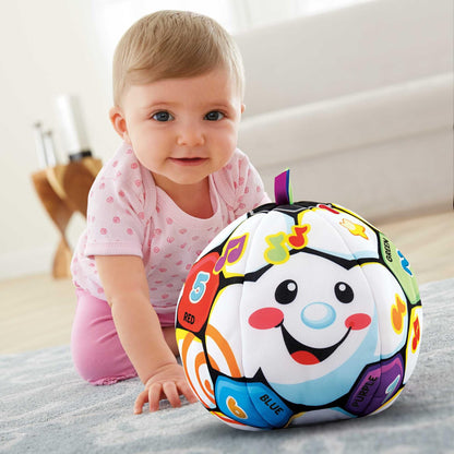 Fisher-Price Baby to Toddler Toy Laugh & Learn Singin’ Soccer Ball Musical Plush with Educational Phrases for Infants Ages 6+ Months