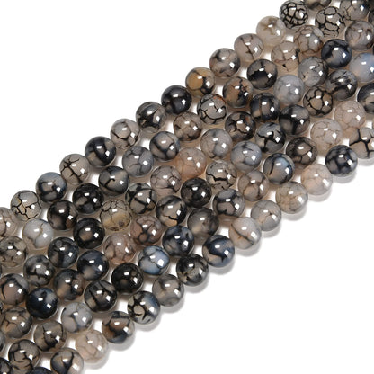 jodaying 10mm Black White Dragon Agate Smooth Round Natural Gemstone Loose Beads for Jewelry Making DIY Findings 1 Strand 15"