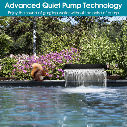 POPOSOAP Pond Waterfall Spillway with Pump Kit, 304 Stainless Steel Pond Waterfall, Pond Spillway with 9.8FT Corrugated Tubing for Garden,Water Features (8“)-P42