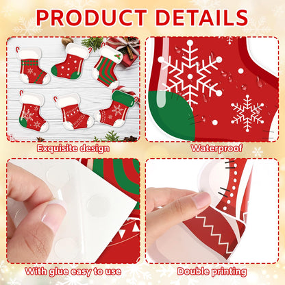 54 Pcs Christmas Stockings Cutouts Double Printed Winter Paper Decor for Christmas Bulletin Board Classroom Decorations(Sock 54)