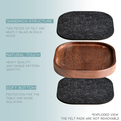 Wood Coaster for Drinks, Set of 6, Squircles Absorbent and Insulation Felt Stackable Cup Holders, Coasters for Wooden Table, Designed by S1EGAN