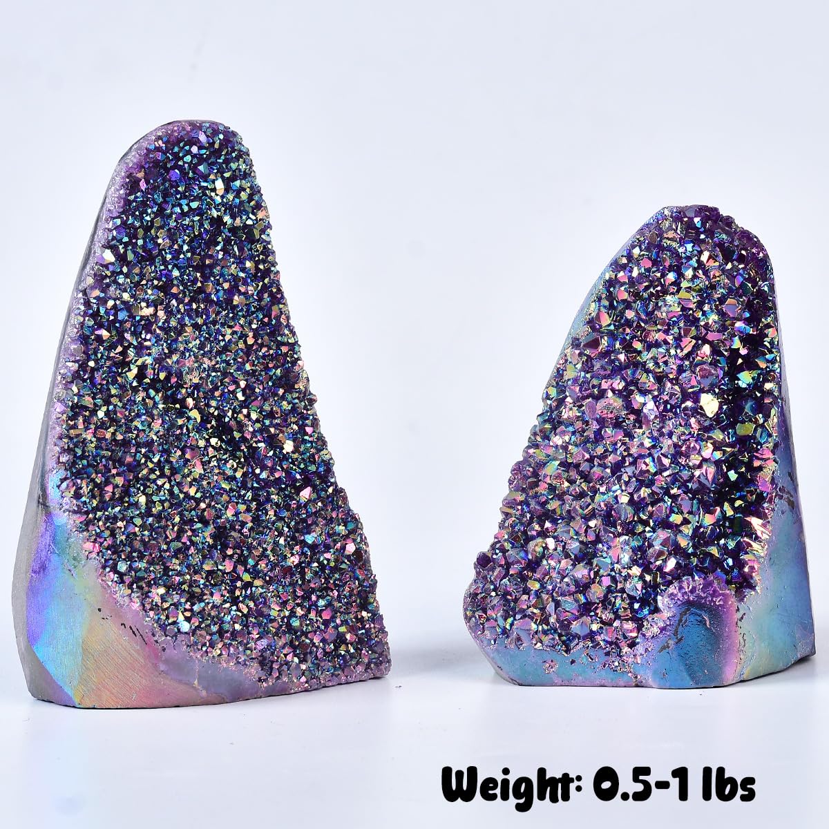 JIC Gem Rainbow Aura Titanium Coated Amethyst (0.5 lb to 1 lb) Crystal Cluster from Brazil Quartz Geode Gemstone Home Decor