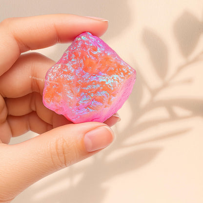Amazing Gemstone Angel Aura Rose Quartz Raw Crystals and Healing Stones, Natural Rocks for Tumbling and DIY Raw Stones and Crystals (1 Piece)