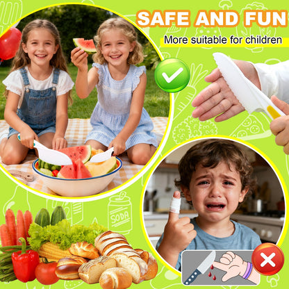46 PCS Kids Knife Set, Toddler Knifes for Real Cooking, Montessori Kitchen Toys with Cutting Board Crinkle Cutters Kid Safe Knives, Birthday Xmas Gift for Girls Boys