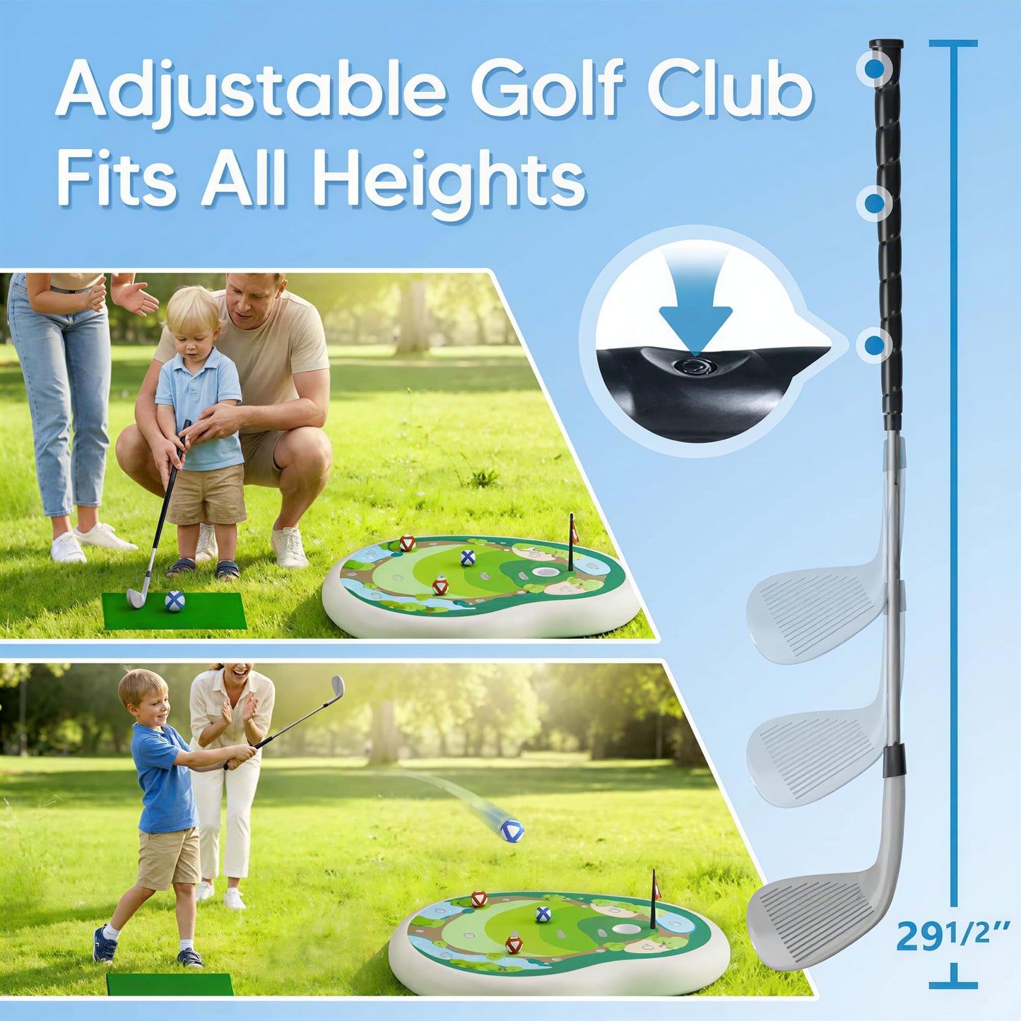 Funscape Kids Inflatable Golf Pool Toys, Fun Swimming Pool Game, Floating Water Chipping Green W/Sticky Balls, Yard Summer Party Birthday Gift 3 4 5 6 7 8 9 12 Years Old Boys Girls Teen Adults Family