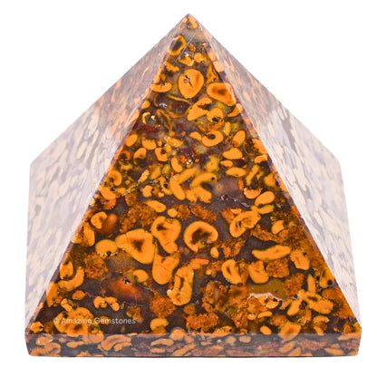 Amazing Gemstone Fruit Jasper Pyramid Crystal Healing Stones - 2" Great Pyramid Figurine of Natural Stone Pyramid for Meditation, Reiki, Chakra Balancing and Crystal Pyramids Grid