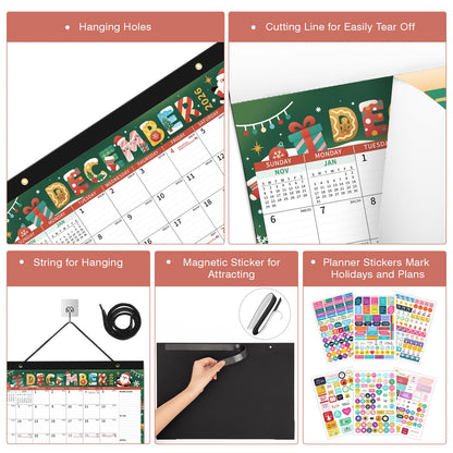 Ospelelf 2026-2027 Calendar Magnetic Desk Wall Desktop Monthly Planner from January 2026 - June 2027 Large To Do Pad with Plastic Cover for Office 17" X 12" Season