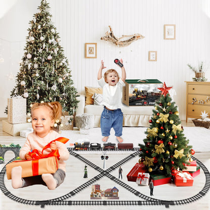 Train Set for Kids Remote Control Train Toys w/Steam Locomotive,Passenger Carriage & Luxury Tracks, Electric Trains w/Realistic Smoke,Sounds & Lights, Christmas Birthday Gift for Boys Girls 3 4 5 6 7