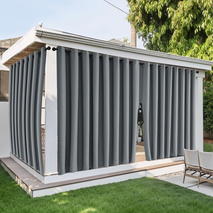 NICETOWN Gazebo Curtains for Outdoor Waterproof 2 Panels, W110 x L95 in, Zipper Patio Curtains Top Grommet & Bottom Back Tab with Rope, Windproof & Privacy Sun Blocking Shades for Porch Pergola, Grey