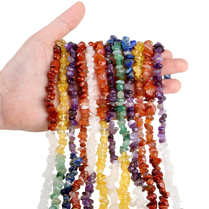 ZHIYUXI 400pcs Chakra Beads 5-8mm Beads Crystals Chips Gemstones Beads for Bracelet Making Irregular Chakra Stones Loose 1 Strand Rocks Bead Crystal for Jewelry Making DIY Craft Gifts