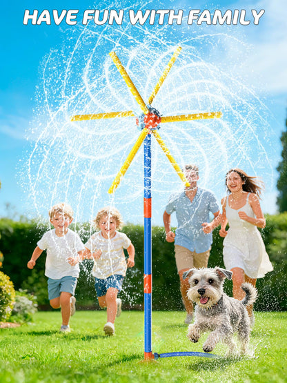 TERRAMUS 59" Windmill Water Sprinkler for Kids Summer Toys, 360° Spinning Splash Water Toy, Upgraded Double Sided with 6 Blades, Outdoor Backyard Games Summer Fun for Boys Girls Dogs & Garden Watering