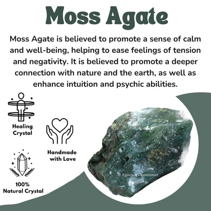 Amazing Gemstone 2 Pieces Moss Agate Raw Crystals and Healing Stones, Natural Rocks for Tumbling and DIY Raw Stones and Crystals