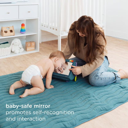 Ubbi Mirror Me Activity Toy, Tummy Time Developmental Baby Toy, Multi-Sensory Play Cube, Includes High Contrast Visual Learning Cards and Silicone Teether